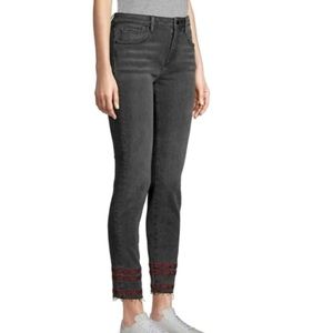 Driftwood Black Jackie Embroidered Stripe Skinny Jeans Size 26